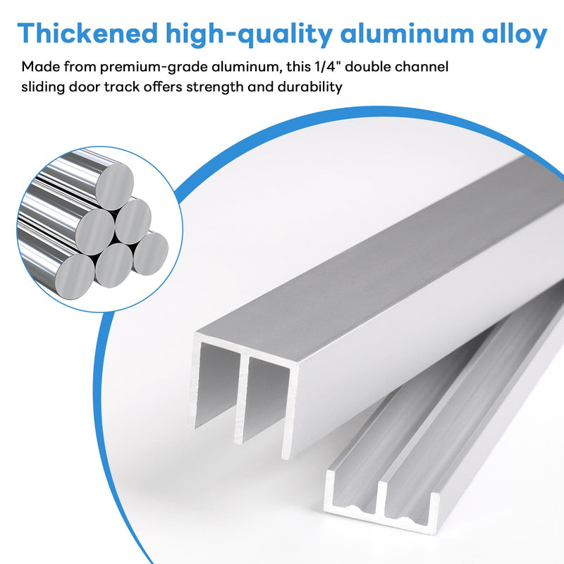 Metal Sliding Door Track Set for 1/4" Thick Panels Glass Cabinet Door Window Sliding Track, Size 36 x 0.79 inches (Silver) 36in-1set Silver