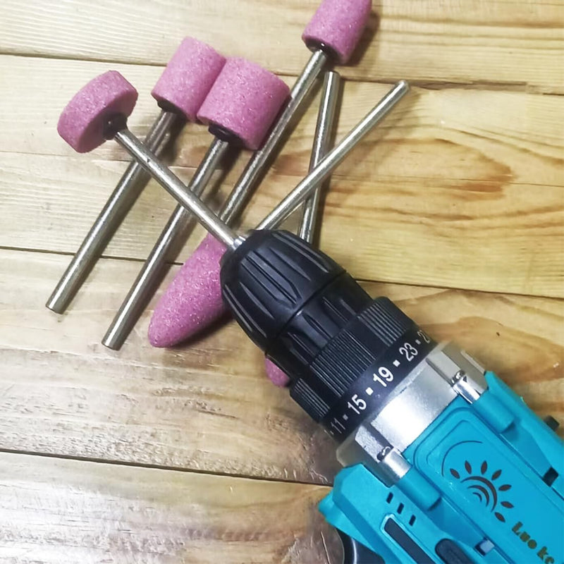[Australia - AusPower] - 𝐋𝐮𝐨 𝐤𝐞 10 Pcs 85mm Extra Long Shank Rotary Grinding Stones - 1/4'' Round Shank Abrasive Stone Mounted Grinding Bits for Rotary Tools, Drill, Grinder 