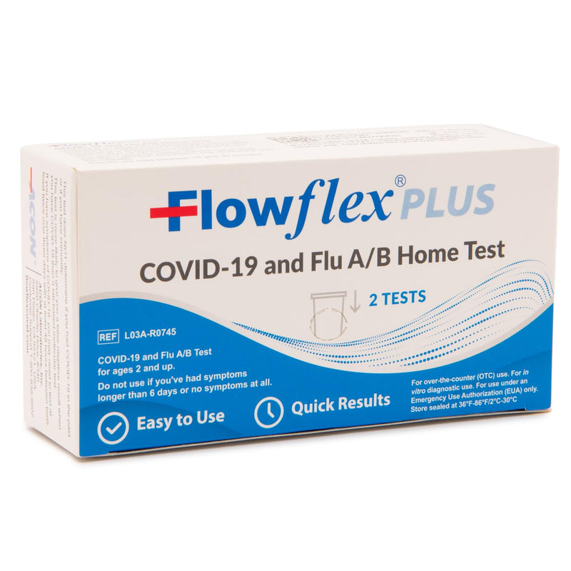 [Australia - AusPower] - Flowflex® Plus COVID-19 and Flu A/B Home Test - (1 Package 2 Tests) Flu A&B 3-in-1 Antigen Rapid Test, Results in 15 Minutes, FDA Authorized. Non-invasive Nasal Swab, Easy to Use with No Discomfort. 1 Pack, 2 Tests 