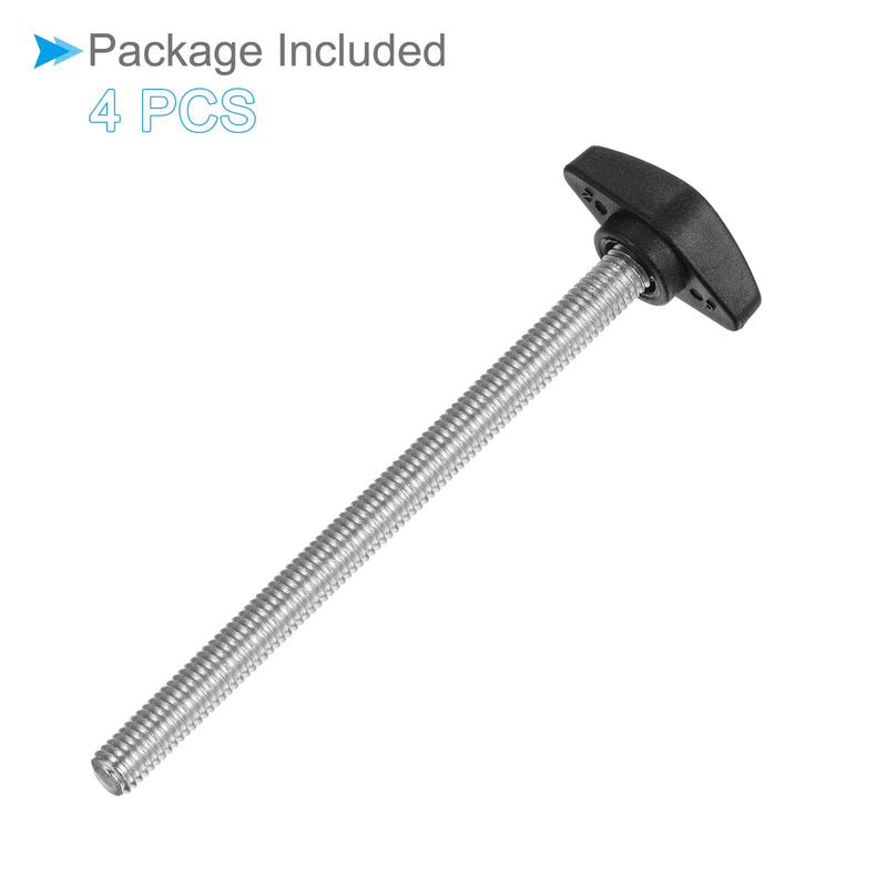 [Australia - AusPower] - Tee Wing Knobs Thumb Screw, M8 x 100mm Male Thread, Plastic T Thumb Clamping Screw Threaded Stud Hand Knobs Grip, (Applications: for Machinery Lathes), 4-Pieces 