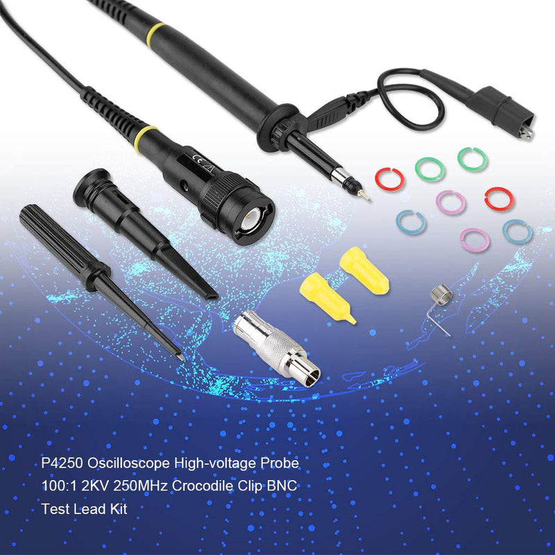 [Australia - AusPower] - P4250 1 2KV 250MHz High Voltage Probe Oscilloscope Probe for BNC Head Foscilloscope, Probe Head 1: 100 BNC Test Lead Set 