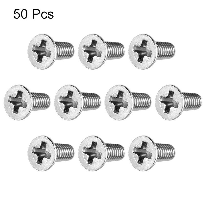 [Australia - AusPower] - uxcell M3x8mm Flat Head Machine Screws, Phillips Cross Screw, 304 Stainless Steel, Fasteners Bolts 50Pcs 