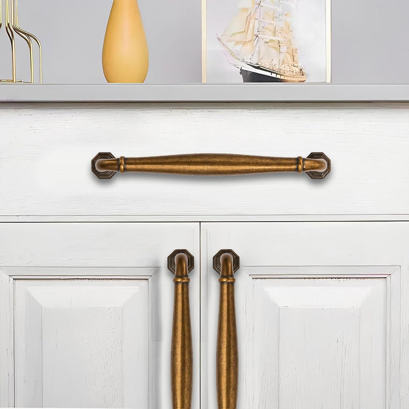2 Pack 12 Inch Hole Center Antique Brass Heavy Duty Solid Cabinet pulls Ideal for Dressers, Bathroom, cabinets, and Kitchens cabinets. 2 Pack