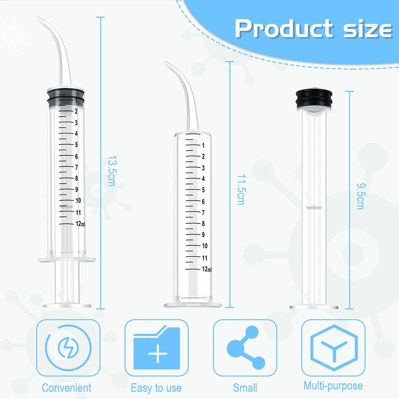 [Australia - AusPower] - 50 Pieces 12ml Dental Syringe with Curved Tip Measurement Disposable Syringe Irrigation Syringe for Liquid Water Syringe Dental Irrigation Syringe for Oral Dental Care Tonsil Stone Feed Pets 