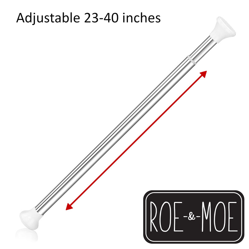 Deluxe Stainless Steel Sliding Door Guard Adjustable 23–40 inches w/White Caps - Feel Safe at Home with This Adjustable Home Security Bar 1" Dia. (2) 2