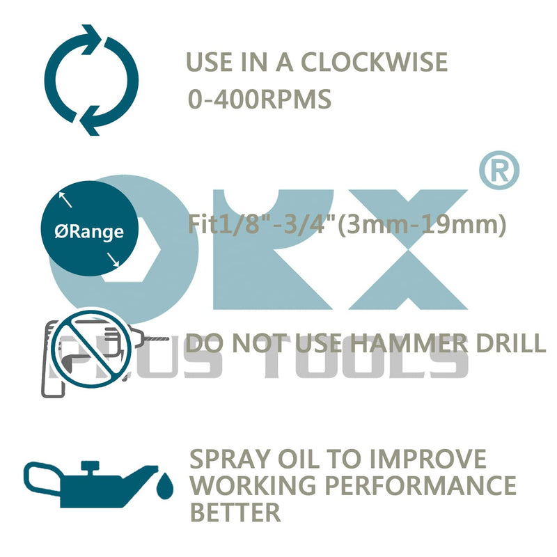 ORXPLUS Tools Deburring External Chamfer Tool, Tungsten Blade, Deburring Drill Bit, Remove Burr Tools Suitable on Stainless Rod, Thread and Pipe for Fit 1/8"-3/4"(3mm-19mm) Deburring Drill Bit 3mm-19mm / Gold