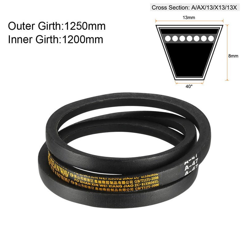 [Australia - AusPower] - uxcell A47 Drive V-Belts 47" Inner Length 13mm Width 8mm Thick JIS Standard A-Section Rubber Drive Transmission Belt 47" 