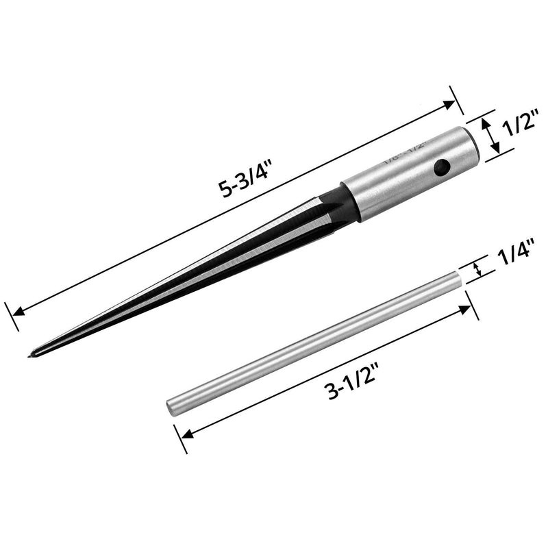 [Australia - AusPower] - QWORK 1/8" - 1/2" Tapered Straight Flute Handle Reamer T Handle Tapered Reamer Tool for Wood Plastic 