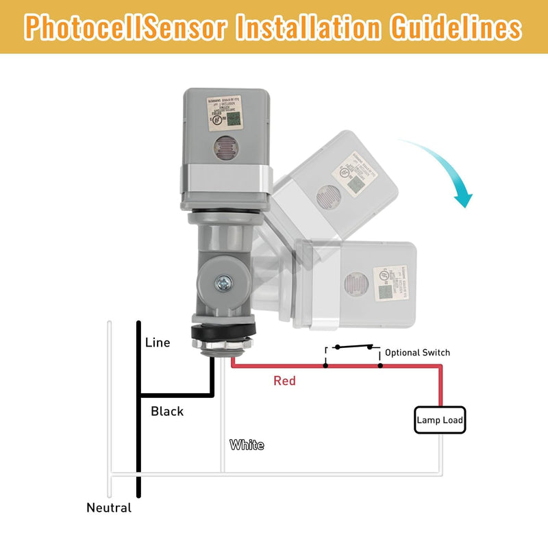 [Australia - AusPower] - 2 Pack Photocell Sensor for Outdoor Lights, 120VAC Dusk to Dawn Photocell Switch, IP54 Waterproof for Yard, Parking Lot, Street 2PC 