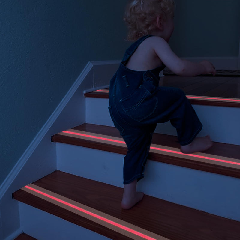 XURI Non Slip Tape Waterproof Clear Tapes 4Inch x 16.4Ft, Red Anti Slip Glow in The Dark Tape - Best Grip, Friction, Abrasive Adhesive for Stairs, Tread Step, Indoor, Outdoor