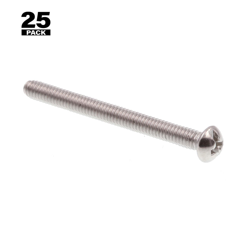 Prime-Line 9003835 Machine Screw, Round Head, Slotted/Phillips Combo, #8-32 X 1-3/4 in, Grade 18-8 Stainless Steel, Pack of 25