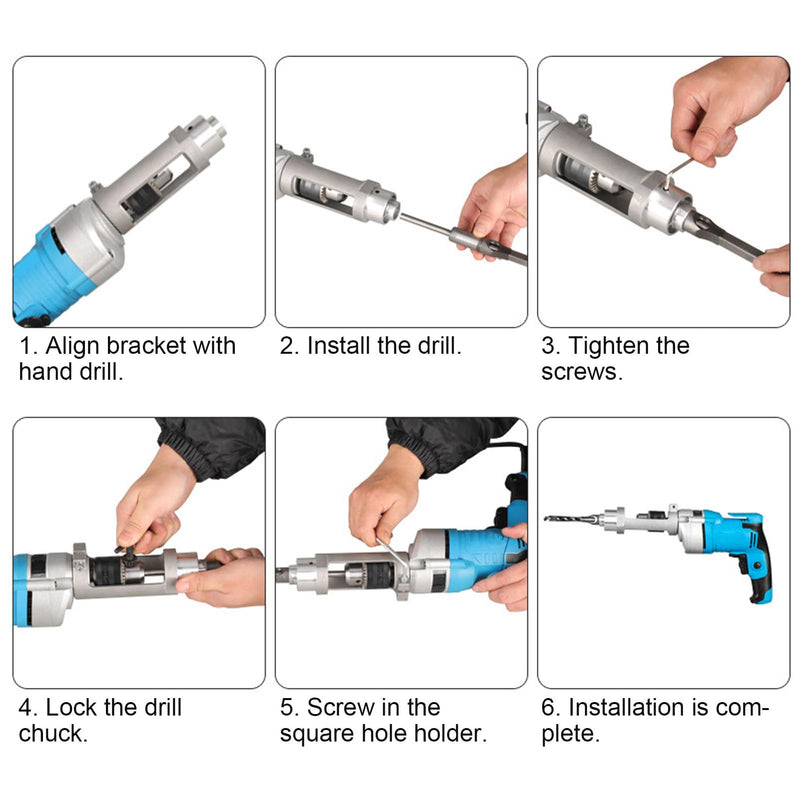 [Australia - AusPower] - Square Hole Drill Adapter, Easy Installation and Disassembly, Hatchet Attachment for Drill Press, Single Corner Machine, Electric Tool Accessories for Drills 