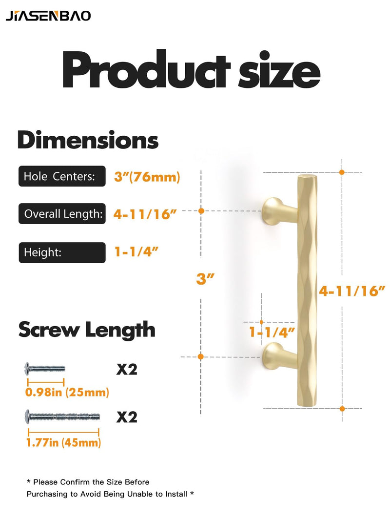 Brushed Gold Cabinet Pulls 3" Hole Center 5 Pack Hammered Brass Cabinet Handles Decorative Kitchen Drawer Dresser Cupboard Bathroom Vanity Cabinet Hardware Rhombus 3"(76mm) Hole Center Brushed Gold