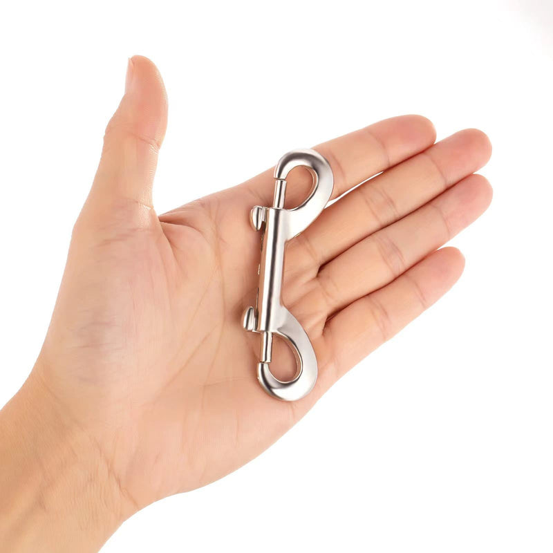 [Australia - AusPower] - Double Ended Eye Bolt Snaps Hook Sliver Trigger Clips Chain Metal Clips 3.5 Inch 4pcs for Dog Leash Key Chain Horse Tack Pet Feed Bucket Garage Use 