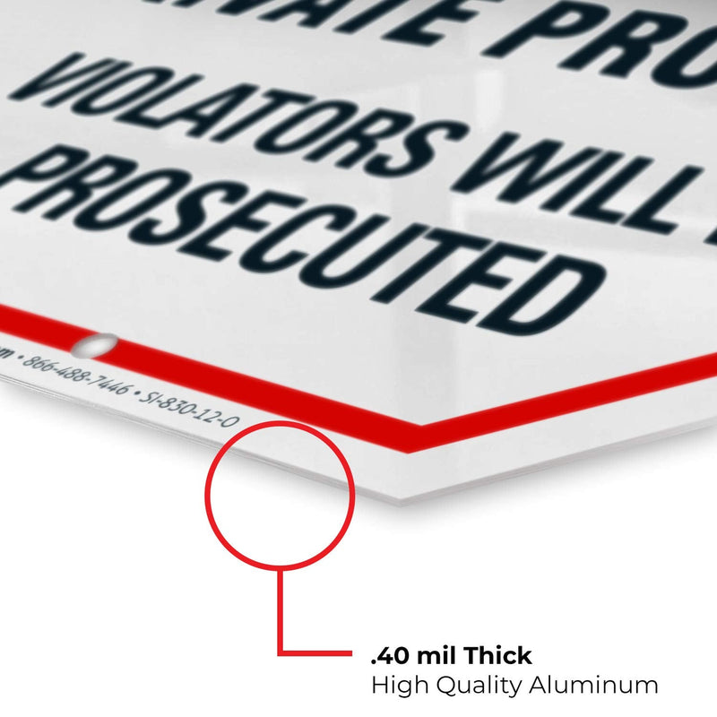4 Pack No Trespassing, Private Property Sign, 12x12 Heavy 0.40 Aluminum, UV Protected, Long Lasting Weather/Fade Resistant, Easy Mounting, Indoor/Outdoor Use, Made in USA 12x12 4 PK