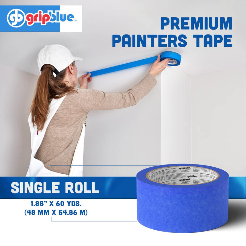 Blue Painters Tape 2 Inch Wide, 1 Roll Masking Tape - Perfect for Precise Lines on Walls & Trim, Multi-Surface, Residue-Free, Easy Removal - Ideal for Indoor & Outdoor Use, 1.88in x 60yds 2 in/1.88 (Single Roll)