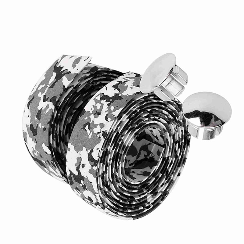 Tbest Handlebar Tape Reflective Grip Wrap Tape + 2 Bar Plugs for Mountain Road Bike (Pack of 2) Black+White