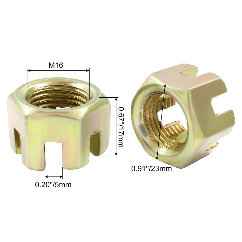 [Australia - AusPower] - 5Pcs M16 x 1.5mm Pitch Hex Slotted Castle Nut,Grade 4.8 Carbon Steel Hexagon Castle Nuts for Wheel Bearings,Mechanical Equipment,Chromatic M16 x 1.5mm,5Pcs Chromatic 