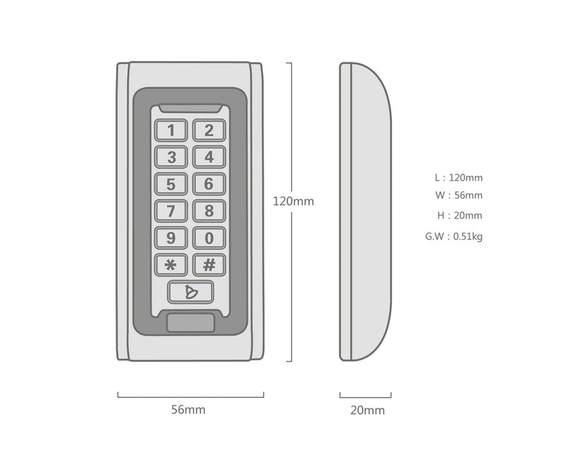 [Australia - AusPower] - MENGQI-CONTROL Wiegand 26 bit Outdoor Install Waterproof IP68 Metal Case RFID & Password Keypad Single Door Stand-Alone Access Control 