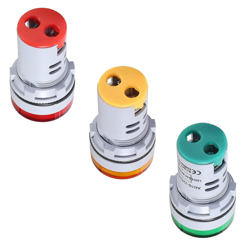 [Australia - AusPower] - 3pcs LED Voltage Meter Indicator AC 60-500V LED Voltmeter Signal Light Digital Display DC Voltage Meter Indicator Round Lamp Tester 3pcs 