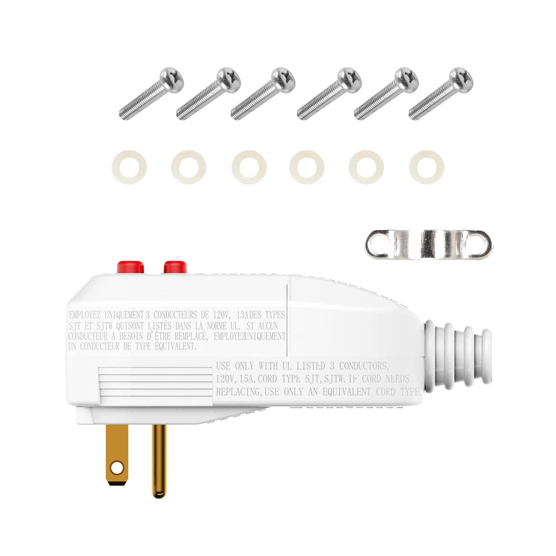 [Australia - AusPower] - GFCI Replacement Plug Assembly Auto Reset 15 Amp 3 Prongs, 5 Years Warranty, Ground Fault Circuit Interrupter Safety Plug for Pressure Washer, Hot Tub, Air Conditioner, Hair Dryer White 15Amp 3Prongs 