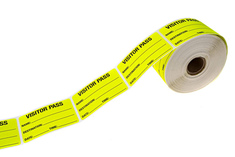 Chartreuse Visitor Pass / 500 Fluorescent Yellow ID Labels/Safety Identification Badge Stickers