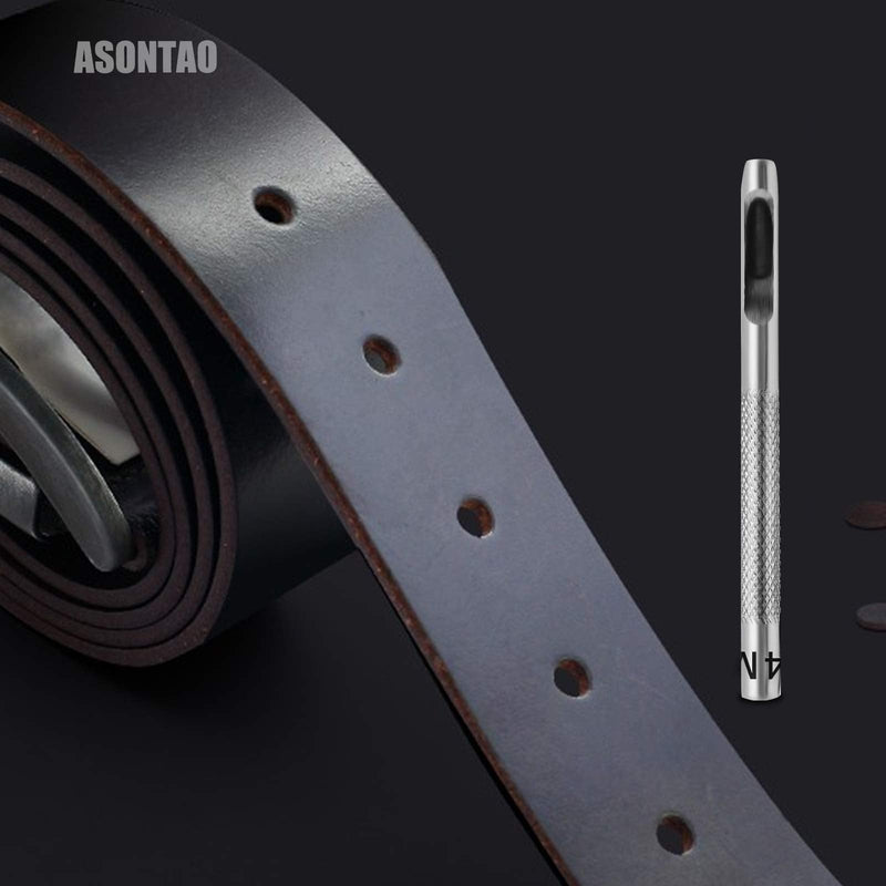 [Australia - AusPower] - 6PCS Hollow Leather Hole Punch Set (1.5mm-4mm) for Belts, Watch Bands, Leather Craft, Round Hole Punch Tool for Belt, DIY, Leatherworking, Repair Tools -ASONTAO Hole Punch Silver 
