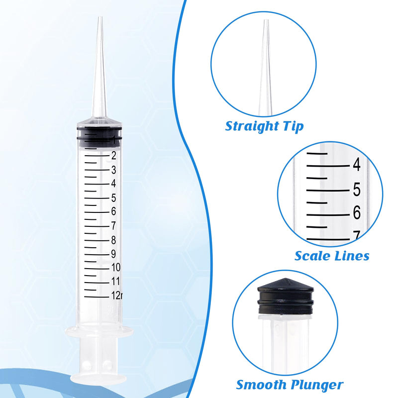 [Australia - AusPower] - Wisdom Teeth Syringe, 12ml Dental Irrigation Syringe with Measurement, Sterile Individually Package for Oral Dental Care, Tonsil Stones Removing, Lab, Liquid, Feeding (10 Pack) Straight Tip 10 Pack Plastic 