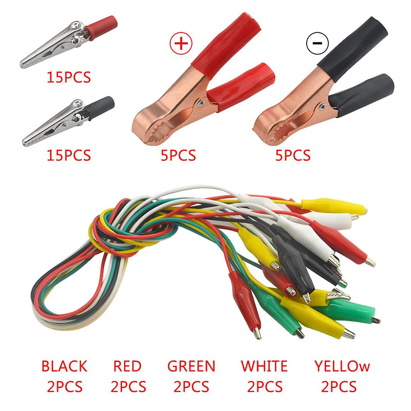 [Australia - AusPower] - WMYCONGCONG 50 PCS Metal Alligator Clips Electrical Crocodile Clips Car Battery Electric Test Clips Alligator Clamps 50A + Alligator Clips Electrical Test Leads for Electric Experiment Testing 
