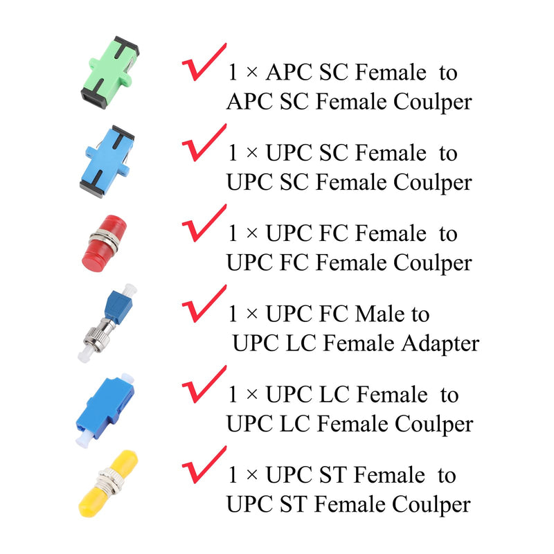 Fibre Optic Tester 15 MW 15 KM Visual Fault Locator with FC Plug to LC Female Fibre Optic Tester Adapter, Fibre Optic Coupling and 5x SC/APC ST/UPC FC SC LC Fibre Optic Cable 15KM Set