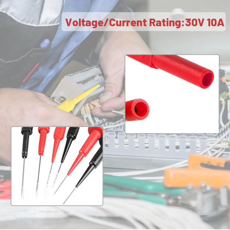 [Australia - AusPower] - YUKIIATIF 10PCS Multimeter Test Lead Extention Back Probes Sharp Needle Micro Pin Stainless Steel for Banana Socket Tester 