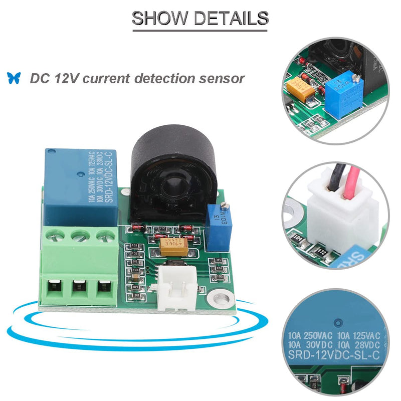 [Australia - AusPower] - 2 pcs Current Detection Sensor AC Current Sensor Module 5V 12V 24V 0-5A Adjustable Relay Protection Module Over-Current Protection Switch Output with Screwdriver (12V) 