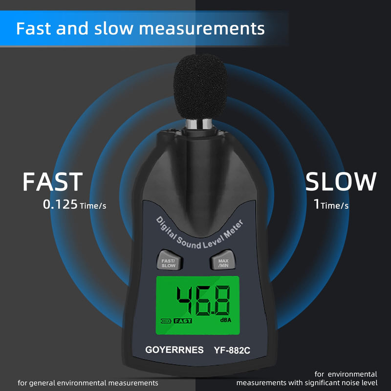 [Australia - AusPower] - Handheld Decibel Meter, Digital Sound Level Meter 30-130dBA SPL Decibel Monitoring Tester Sound Meter Noise Decibel Reader with Max/Min Hold Data Sensor LCD Backlight Display for Home Factory 