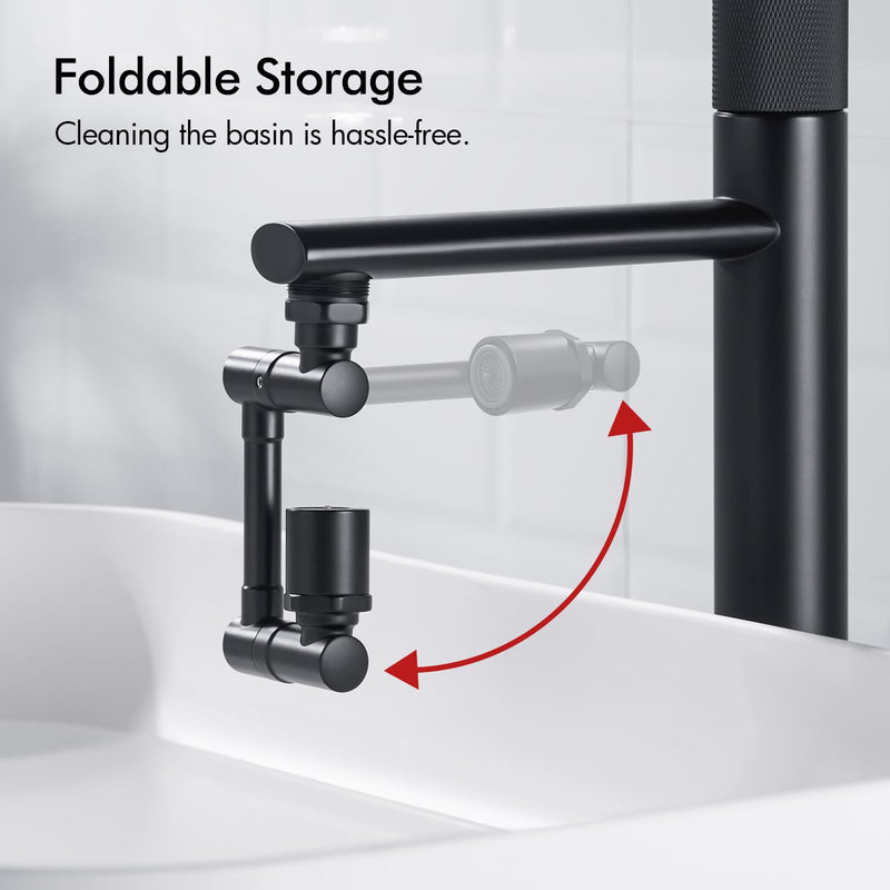BAGNOLUX Brass 1080° Swivel Black Faucet Extender for Bathroom Sink, 2 Modes Rotating Faucet Extension Spout, Universal Splash Tap Aerator Attachment Adapter for kitchen Sink, Robotic Arm Water Matte Black-2