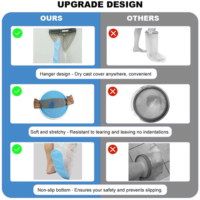 [Australia - AusPower] - Waterproof Leg Cast Cover for Shower Adult, Cast Protector for Shower Leg Adult with Non-Slip Bottom, Leg Cast Bag for Shower Foot Cover for Shower After Surgery Reusable(24.8 in. Long) 