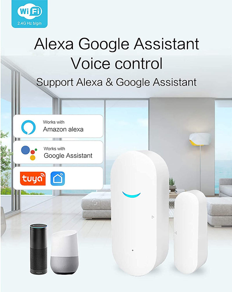 [Australia - AusPower] - 5 Pack WiFi Wireless Door Window Sensor,TUYA Smart Alarm with Free Notification APP Control Home Security Alarm System，Compatible with Alexa Google Assistant 5 