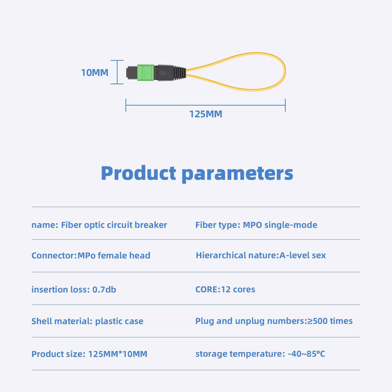 [Australia - AusPower] - 5-Pack MPO/APC Fiber Optic Loopback Tester Cable,Singlemode -G657A1 MPO/12 Core Female, Fiber Optic Loopback Plug Adapter, for Testing Applications 5-pack Singlemode MPO12 Core 