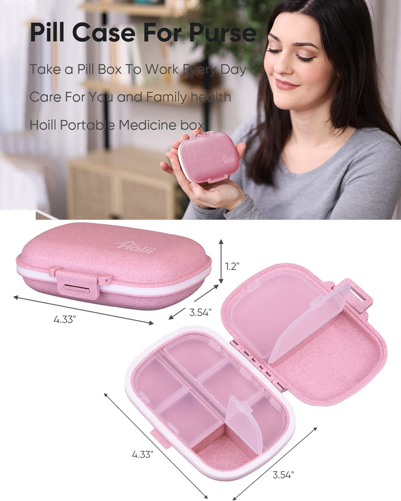 [Australia - AusPower] - Holii Travel Pill Organizer, 8 Compartments Portable Pill Case, Daily Pill Box to Hold Vitamins, Small Pill Container for Pocket Purse Medicine Organizer?Pink? Pink 