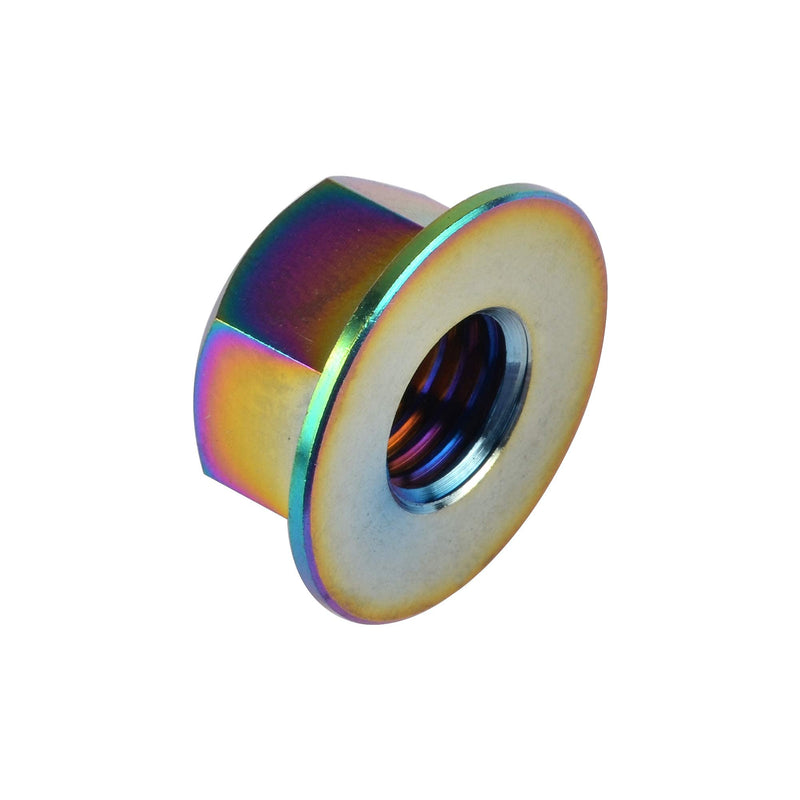 Titanium DIN6923 M5 M6 M8 M10 M12 M14 M16 Hex Flange Nuts Pack of 6 (M10 Pitch 1.25mm, Rainbow) M10 Pitch 1.25mm