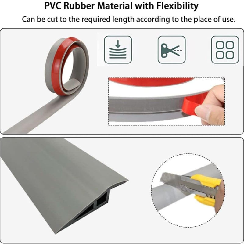 Floor Transition Strip PVC Door Threshold Ramp Doorway Edge Trim Flooring Edging Trim for Laminate Doorway Carpet Tile Floor Edge Threshold from 1/2"" to 3/5"" (Gray, 6.6Ft) Gray