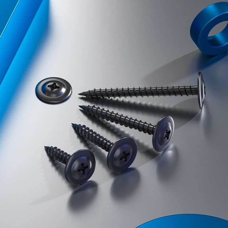 [Australia - AusPower] - 160Pcs #8 x 1 Inch Wood Screws Phillips Modified Truss Head Stainless Steel 410 Quick Metal Self Tapping Screws,Black Zinc Plated Black 