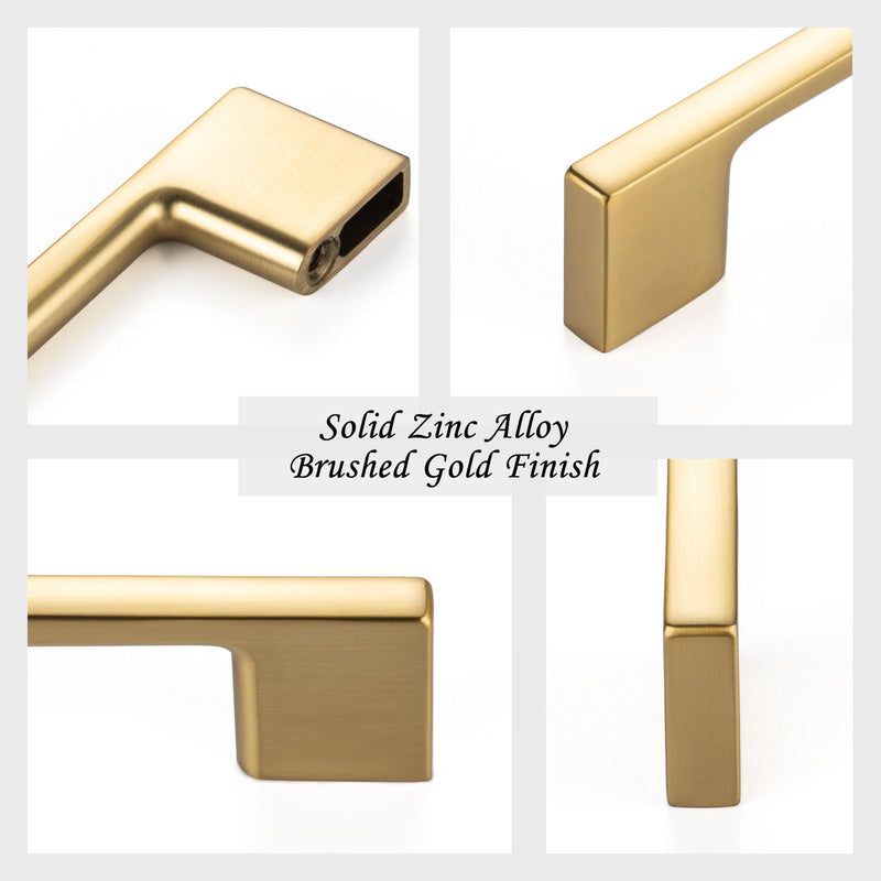 5 Pack 7-1/2 Inch Hole Centers, Brushed Gold Cabinet Pulls Gold Cabinet Handles Gold Kitchen Hardware for Cabinets ZP2205 Drawer Bedroom Dresser Bathroom Vanity Cupboard Closet 7-1/2" Hole Centers-5Pcs Modern