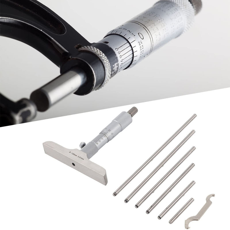[Australia - AusPower] - High Accuracy Round Head Depth Micrometer Measuring Tool Stainless Steel High Accuracy Round Head Depth Micrometer Measuring Tool 4/6pcs Connecting Rods(6inch) 6inch 