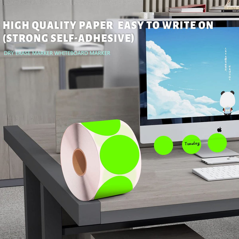 PARLAIM 2 inch Fluorescent Green Color Coding Sticker, 500PCS Round Circle Dot Labels High Visibility for Shooting Target Paster 1 Roll-500PCS