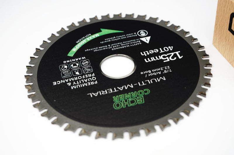 [Australia - AusPower] - Echo Corner 125 mm wood cutting discs wood saw blade for angle grinder, carbide 40 teeth, 22.23 bore 