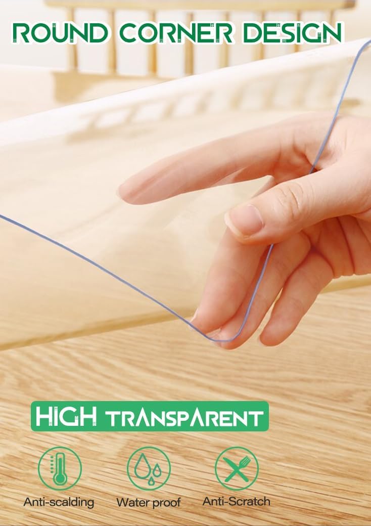16X32 Inches Clear Office Desk Pad Mat Blotter Vinyl Table Cover Wood Furniture Screen Protection Plastic Tablecloths Coffee Table Protetcor Cover Mat Cabinet Kitchen Countertop Pad Crystal 16 X 32 Inch New Version Clear 1.5mm