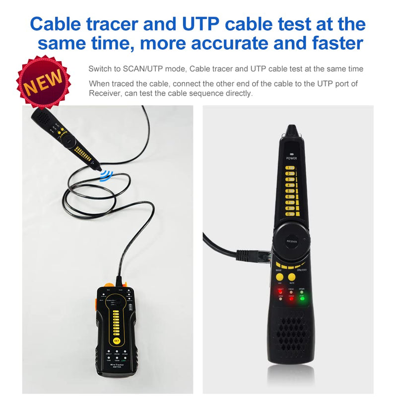 [Australia - AusPower] - Digital Tone Cable Tracer, WANLUTECH Network Cable Tester Tone Generator and Probe Kit RJ11 RJ45 Cable Test for Cable Continuity Checking NCV Detecting PoE Switch Power Supply Pins CT-66 
