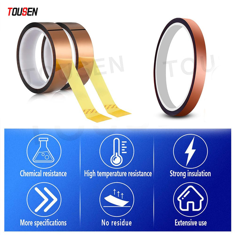 High Temperature Tape Insulation Heat Tape for Heat Press Heat Transfer Tape with Silicone Adhesive for Masking, Soldering, SMT, Electronics & Cable Wrapping 10mm × 115FT ×1ROLL 10mm × 115FT × 1ROLL