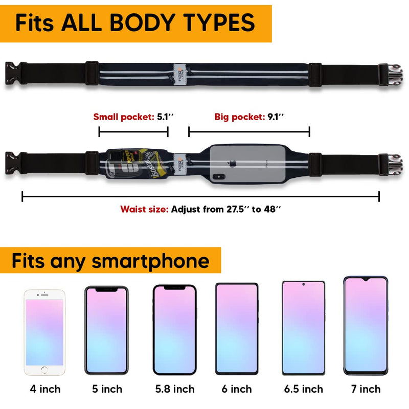 [Australia - AusPower] - Running Belt for Women and Men, Reflective Phone Holder, No Bounce Running Fanny Pack, Waist band, Fitness Storage Belt, Reflective Runners belt, Money belt (Grey Steel + Race belt Set) Grey Steel + Race belt Set 
