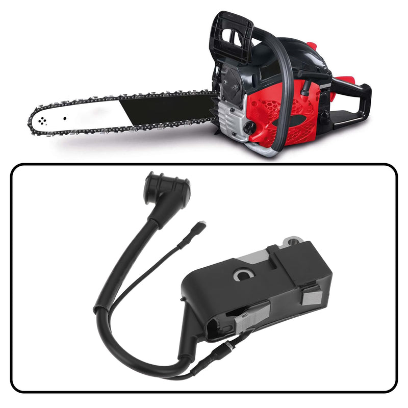 OTOTEC ignition coil for chainsaws with high-voltage cable. Compatible with Scheppach CSH46, CSH56, and CSH58 magneto modules.